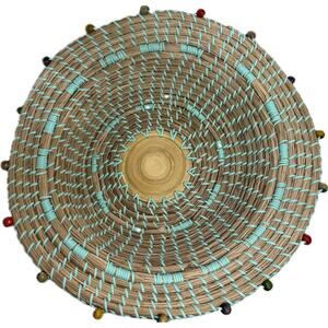 Nicole Miller Decorative Woven Grass Wood Basket Artelier Turquoise Blue